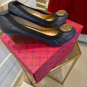 Tory Burch navy wedge